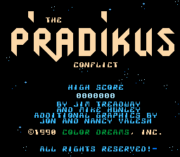 P'radikus Conflict title screen for NES